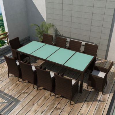 Prolenta Premium -  Ensemble à manger d'extérieur et coussins 11 pcs résine tressée