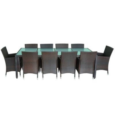 Prolenta Premium -  Ensemble à manger d'extérieur et coussins 11 pcs résine tressée