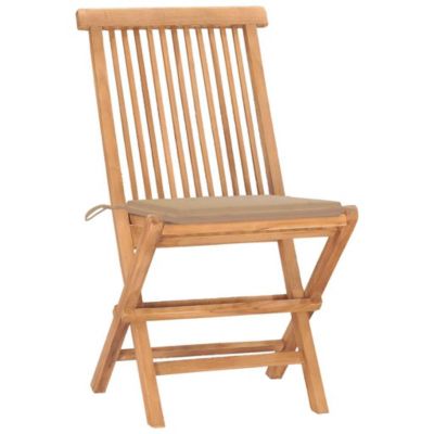 Prolenta Premium -  Ensemble à manger d'extérieur pliable avec coussin 3 pcs Teck