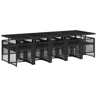 Prolenta Premium -  Ensemble à manger de jardin 11 pcs coussins noir résine tressée