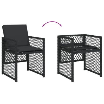 Prolenta Premium -  Ensemble à manger de jardin 11 pcs coussins noir résine tressée