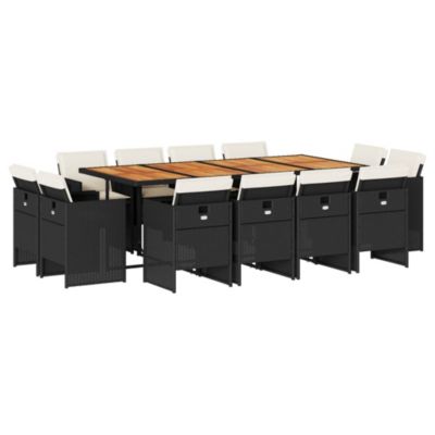 Prolenta Premium -  Ensemble à manger de jardin 13 pcs coussins noir résine tressée