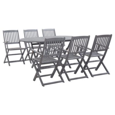 Prolenta Premium -  Ensemble à manger de jardin 7 pcs Bois d'acacia massif Gris