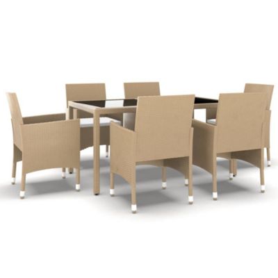 Prolenta Premium -  Ensemble à Manger de jardin 7pcs Résine tressée et verre trempé