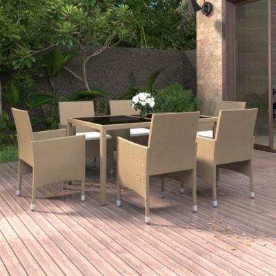 Prolenta Premium -  Ensemble à Manger de jardin 7pcs Résine tressée et verre trempé