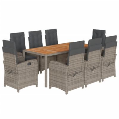 Prolenta Premium -  Ensemble à manger de jardin 9 pcs coussins gris résine tressée