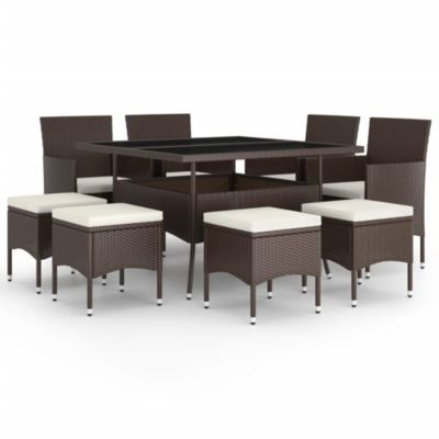 Prolenta Premium -  Ensemble à manger de jardin 9 pcs Résine tressée Marron