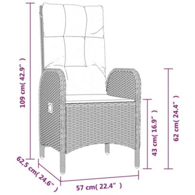 Prolenta Premium -  Ensemble à manger de jardin 9pcs coussins noir résine tressée