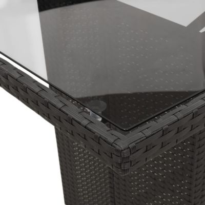 Prolenta Premium -  Ensemble à manger de jardin 9pcs coussins noir résine tressée