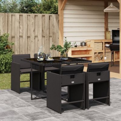 Prolenta Premium -  Ensemble à manger de jardin coussins 5pcs Noir Résine tressée