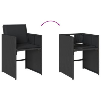Prolenta Premium -  Ensemble à manger de jardin coussins 5pcs Noir Résine tressée