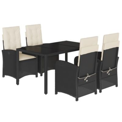 Prolenta Premium -  Ensemble à manger de jardin coussins 5pcs Noir Résine tressée