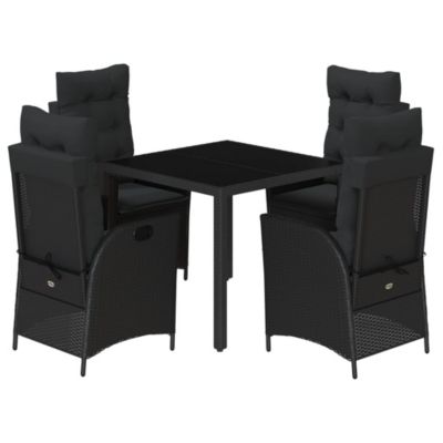 Prolenta Premium -  Ensemble à manger de jardin coussins 5pcs Noir Résine tressée