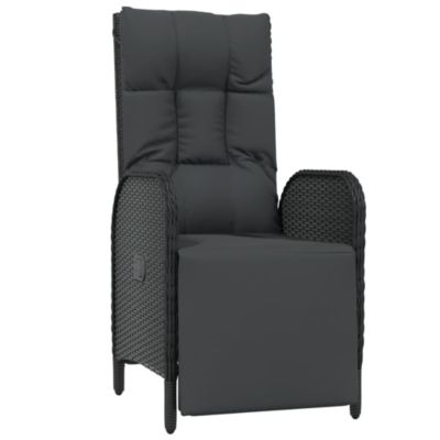 Prolenta Premium -  Ensemble à manger de jardin coussins 7pcs Noir Résine tressée