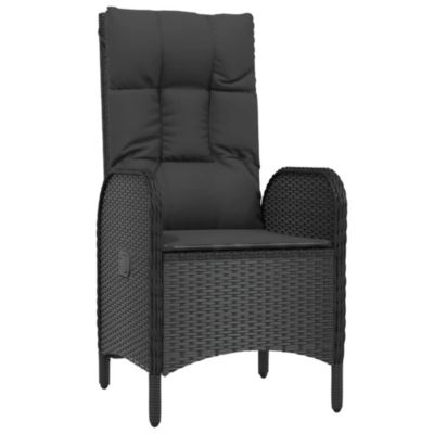 Prolenta Premium -  Ensemble à manger de jardin coussins 7pcs Noir Résine tressée