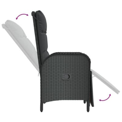 Prolenta Premium -  Ensemble à manger de jardin coussins 7pcs Noir Résine tressée