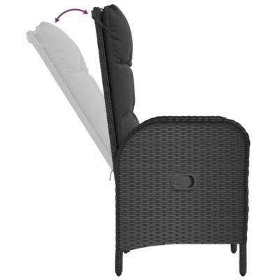 Prolenta Premium -  Ensemble à manger de jardin coussins 7pcs Noir Résine tressée