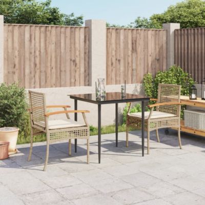 Prolenta Premium -  Ensemble à manger de jardin et coussins 3 pcs Beige poly rotin