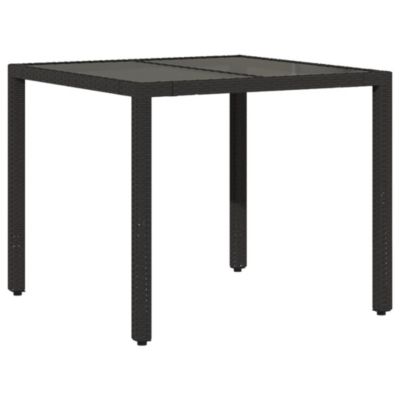 Prolenta Premium -  Ensemble à manger de jardin et coussins 5 pcs noir rotin verre