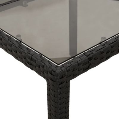 Prolenta Premium -  Ensemble à manger de jardin et coussins 5 pcs noir rotin verre