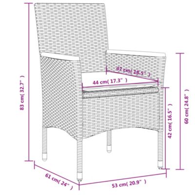 Prolenta Premium -  Ensemble à manger de jardin et coussins 5 pcs noir rotin verre