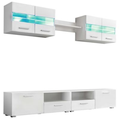 FHE - Meubles TV - Meuble TV avec lumières LED Chêne fumé - HAUTE