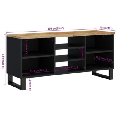 Prolenta Premium -  Meuble TV 100x33x46 cm bois de manguier et d'ingénierie