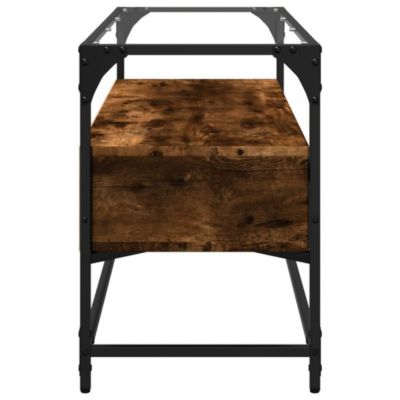 Prolenta Premium -  Meuble TV avec dessus en verre chêne fumé bois d'ingénierie