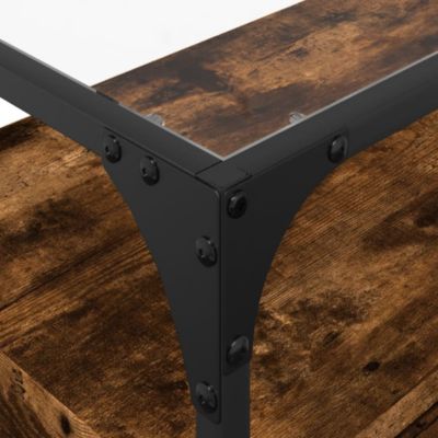 Prolenta Premium -  Meuble TV avec dessus en verre chêne fumé bois d'ingénierie
