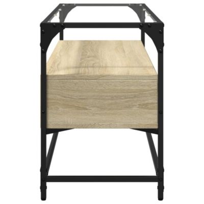 Prolenta Premium -  Meuble TV avec dessus en verre chêne sonoma bois d'ingénierie