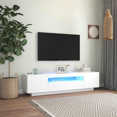 Prolenta Premium -  Meuble TV avec lumières LED blanc 160x35x40 cm
