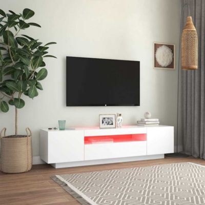Prolenta Premium -  Meuble TV avec lumières LED blanc 160x35x40 cm