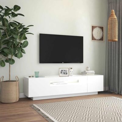 Prolenta Premium -  Meuble TV avec lumières LED blanc 160x35x40 cm