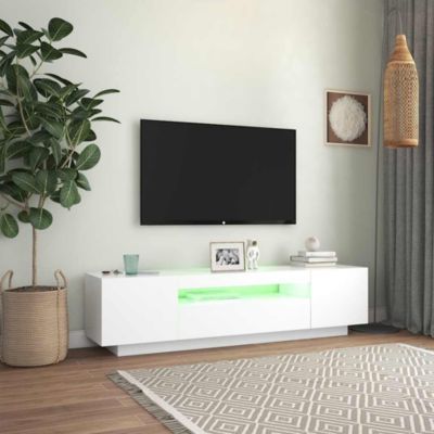 Prolenta Premium -  Meuble TV avec lumières LED blanc 160x35x40 cm