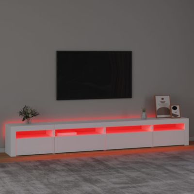 Prolenta Premium -  Meuble TV avec lumières LED Blanc 270x35x40 cm
