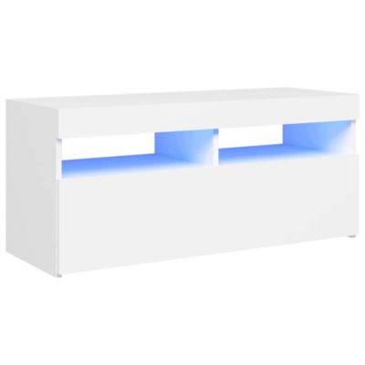Prolenta Premium -  Meuble TV avec lumières LED blanc 90x35x40 cm
