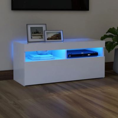 Prolenta Premium -  Meuble TV avec lumières LED blanc 90x35x40 cm
