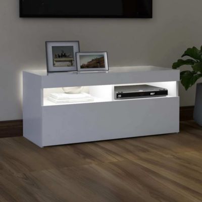 Prolenta Premium -  Meuble TV avec lumières LED blanc 90x35x40 cm