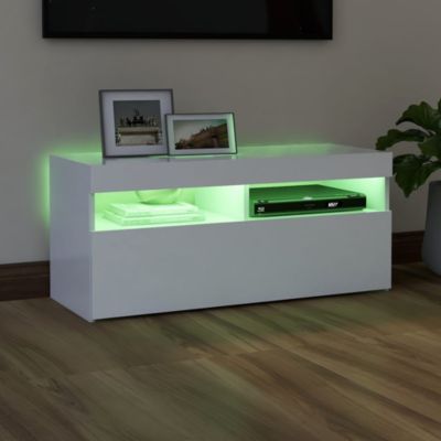 Prolenta Premium -  Meuble TV avec lumières LED blanc 90x35x40 cm