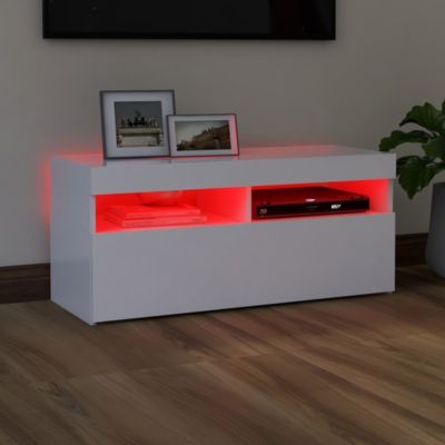 Prolenta Premium -  Meuble TV avec lumières LED blanc 90x35x40 cm