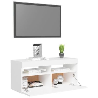 Prolenta Premium -  Meuble TV avec lumières LED blanc 90x35x40 cm