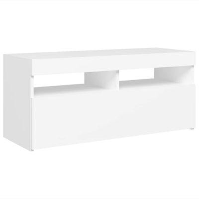Prolenta Premium -  Meuble TV avec lumières LED blanc 90x35x40 cm