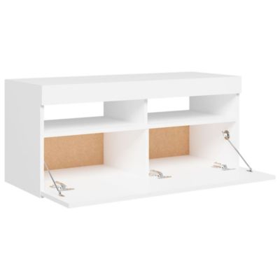 Prolenta Premium -  Meuble TV avec lumières LED blanc 90x35x40 cm