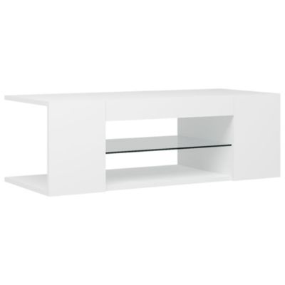 Prolenta Premium -  Meuble TV avec lumières LED Blanc 90x39x30 cm