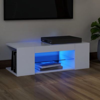 Prolenta Premium -  Meuble TV avec lumières LED Blanc 90x39x30 cm