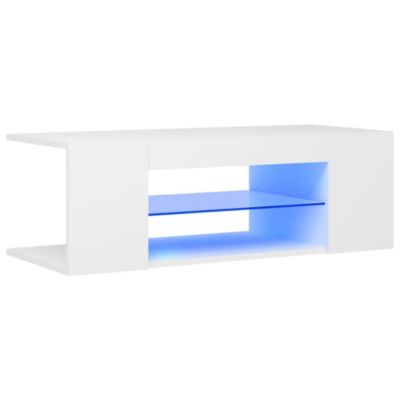 Prolenta Premium -  Meuble TV avec lumières LED Blanc 90x39x30 cm