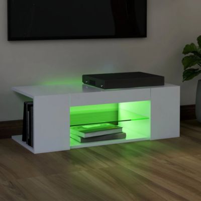 Prolenta Premium -  Meuble TV avec lumières LED Blanc 90x39x30 cm