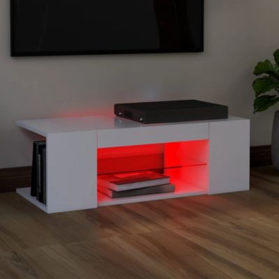 Prolenta Premium -  Meuble TV avec lumières LED Blanc 90x39x30 cm