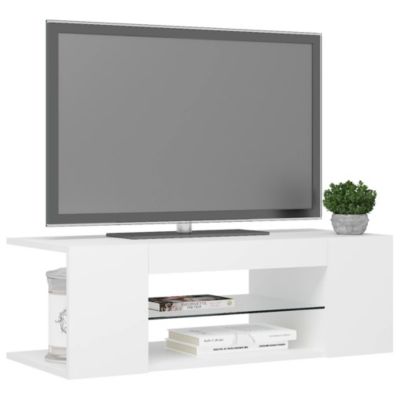 Prolenta Premium -  Meuble TV avec lumières LED Blanc 90x39x30 cm