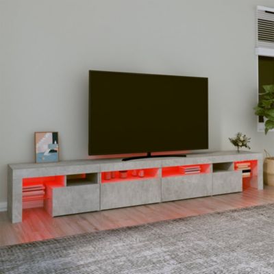 Prolenta Premium -  Meuble TV avec lumières LED Gris béton 260x36,5x40 cm